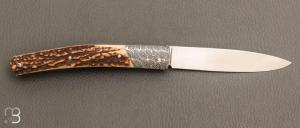 Couteau " Harpo " custom par Anthony Brochier - Bois de cerf et RWL34