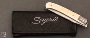 Couteau " Interprétation Laguiole " custom de Stéphane Sagric - Ivoire de Mammouth et RWL-34