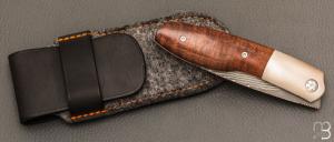   Couteau " K-Marade " custom de Michel Grini - Curly gidgee et lame Suminagashi