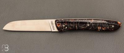 Couteau " L08 " de Perceval - Copeaux alu rouge stabilisés