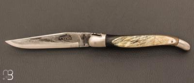 Couteau Laguiole 12 CM en corne d'aubrac - double platines par Forge de Laguiole - Lame brute de forge