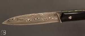 Couteau " Le Capi " par la Coutellerie Savignac - Corne noire et lame en damasteel