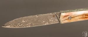 Couteau " Le Capi " par la Coutellerie Savignac - Ivoire de phacochère et lame en damasteel