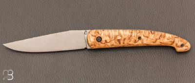  Couteau  "  Le Passager " de Pierre Thomas - Atelier Odae - Bouleau norvégien et 14c28n