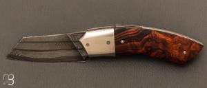 Couteau  "  Liner-Lock custom " par Florian Dreyer FD-Knives - Bois de fer et damas