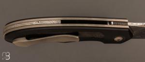   Couteau  "  Liner-Lock " custom par Romain Lopez - Paperstone/Fatcarbon et lame en Damasteel®