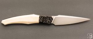   Couteau " Liner-lock custom " de Berthelemy Gabriel - La Forge Agab - Ivoire de mammouth et RWL34