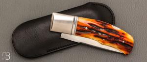 Couteau "Lock-Back  " par Honoré Vilain - RWL34 et Os cerfé