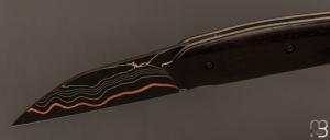 Couteau " Mastard " custom par Christophe Arbogast - Ebène du Gabon et lame Suminagashi de F. Keller