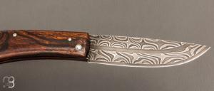 Couteau " Mineur Friction " de collection par Benjamin Cariou - Bois de fer et damas torsadé