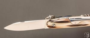 Couteau " Navette 3 pièces 13cm " par Mongin - Corne blonde