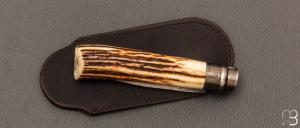 Couteau " Opinel N°09 " custom bois de cerf par Laurent Gaillard