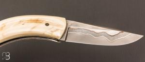   Couteau " Pièce unique " par Alain & Joris Chomilier - Damas carbone de Baker Forge et dent de phacochère