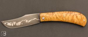   Couteau " Pilon "  custom de Anthony Brochier - Loupe de buis et lame San-Maï