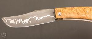   Couteau " Pilon "  custom de Anthony Brochier - Loupe de buis et lame San-Maï