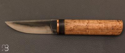 Couteau "Puukko" de Benoit Maguin - Erable moucheté et lame 90McV8