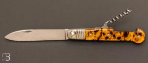 Couteau de collection modle " Rustic " par Mathieu Herrero - Galalithe et XC100