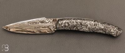   Couteau " Skadi " par Cédric Destombes - Coutellerie Caddarik - Fibre de carbone et damas