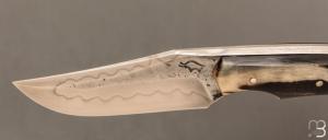   Couteau " Sparus " fixe forgé par Guy Poggetti - Corne de bélier et C130