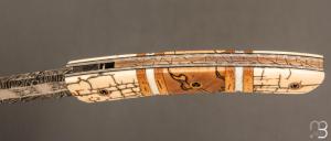  Couteau " le Thiers® " par Tim Bernard - Ivoire de mammouth / Morse et lame damas multi barreaux