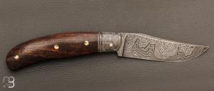   Couteau " Tocard " custom de Jérôme Bellon - Bois de fer et damas