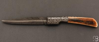  Couteau " Vendetta " de Philippe Ricard - Ivoire de mammouth et lame damas plume