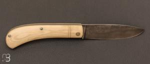  Couteau custom pliant à cran carré - Micarta blanc - Pierre Henri Monnet