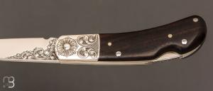    Couteau " Lock Back " de collection par Henry Frank - Ébène et argent