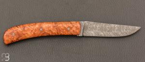 Couteau " custom " par Joël Grandjean - Loupe d'Amboine et Damasteel