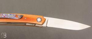 Couteau " custom " liner-lock de Stéphane Sagric - Micarta et lame en RWL-34