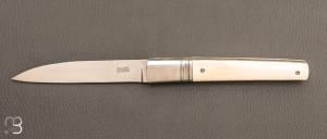   Couteau " custom " Liner lock de Giuseppe Pala - Ivoire de mammouth et lame en RWL34
