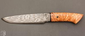 Couteau de chasse de Jean Paul Sire - Bouleau et lame damas mosaque