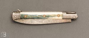   Couteau " Issoire " de Jean Pierre Veysseyre - Ivoire de mammouth et lame damas