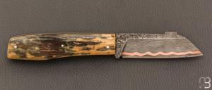   Couteau " slipjoint " par Louis Blanchet Kapnist - Ivoire de mammouth et lame damas