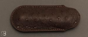   Etui cuir d'autruche / veau pour couteau pliant fait main par Chantal Trocm