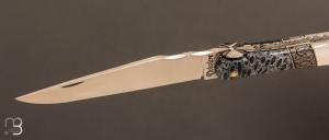    Couteau  " Laguiole pièce unique " de poche par Philippe Voissière - Corail et nacre