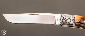 Couteau de poche " Single Blade Trapper " par Bill Ruple - Gravure Joe Mason