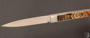 Couteau " APEX " custom de Lionel Lalague - Ivoire de mammouth et lame en RWL34