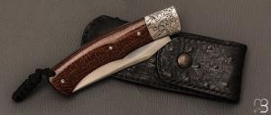 Couteau "Boxer" custom par Raphaël Durand - Micarta barbwire et RWL-34