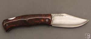   Couteau " Cim Very Bad " custom lock-back par Raphaël Durand - Bois de fer et lame Suminagashi