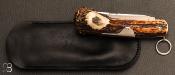 Couteau Couronne 14 cm Bois de cerf par J. Mongin