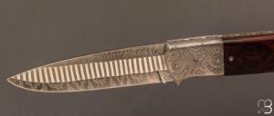   Couteau " Custom " de Philippe Ricard - Bois de fer et lame en damas