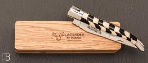 Couteau " Damier " par Laguiole en Aubrac - Ebène/ivoire de mammouth