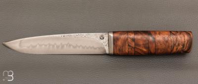    Couteau Droit forgé main par Jean Paul Sire - Noyer et lame acier C130
