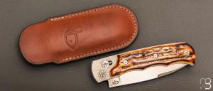    Couteau " Explorateur " custom par Éric Parmentier - Bois de cerf et lame en niolox