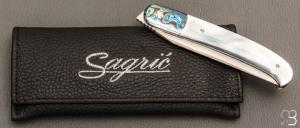  Couteau " Interprétation Laguiole " custom de Stéphane Sagric - Nacre et RWL34