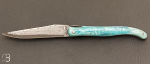    Couteau Laguiole en Aubrac 12 cm manche en os de caribou bleu