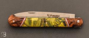   Couteau Laguiole droit 13 cm par Laguiole en Aubrac - Loupe d'Aulne et peuplier vert