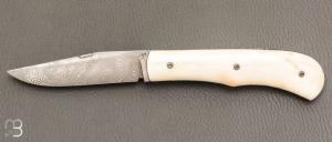 Couteau " Lanny's " cran carré de Sylvain Petit - Les Couteaux du Mitou - Phacochère et Damasteel