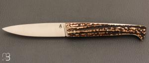   Couteau " Le Lombard " par Fontenille-Pataud - Bois de cerf et 14c28n